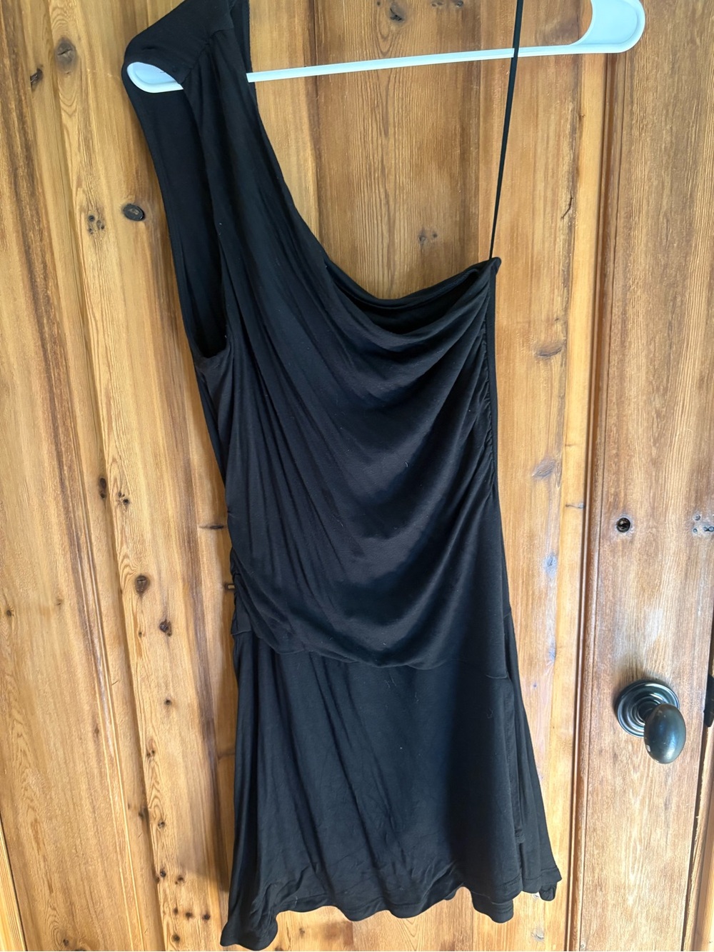 Urban Outfitters Black One-Shoulder Draped Mini Dress